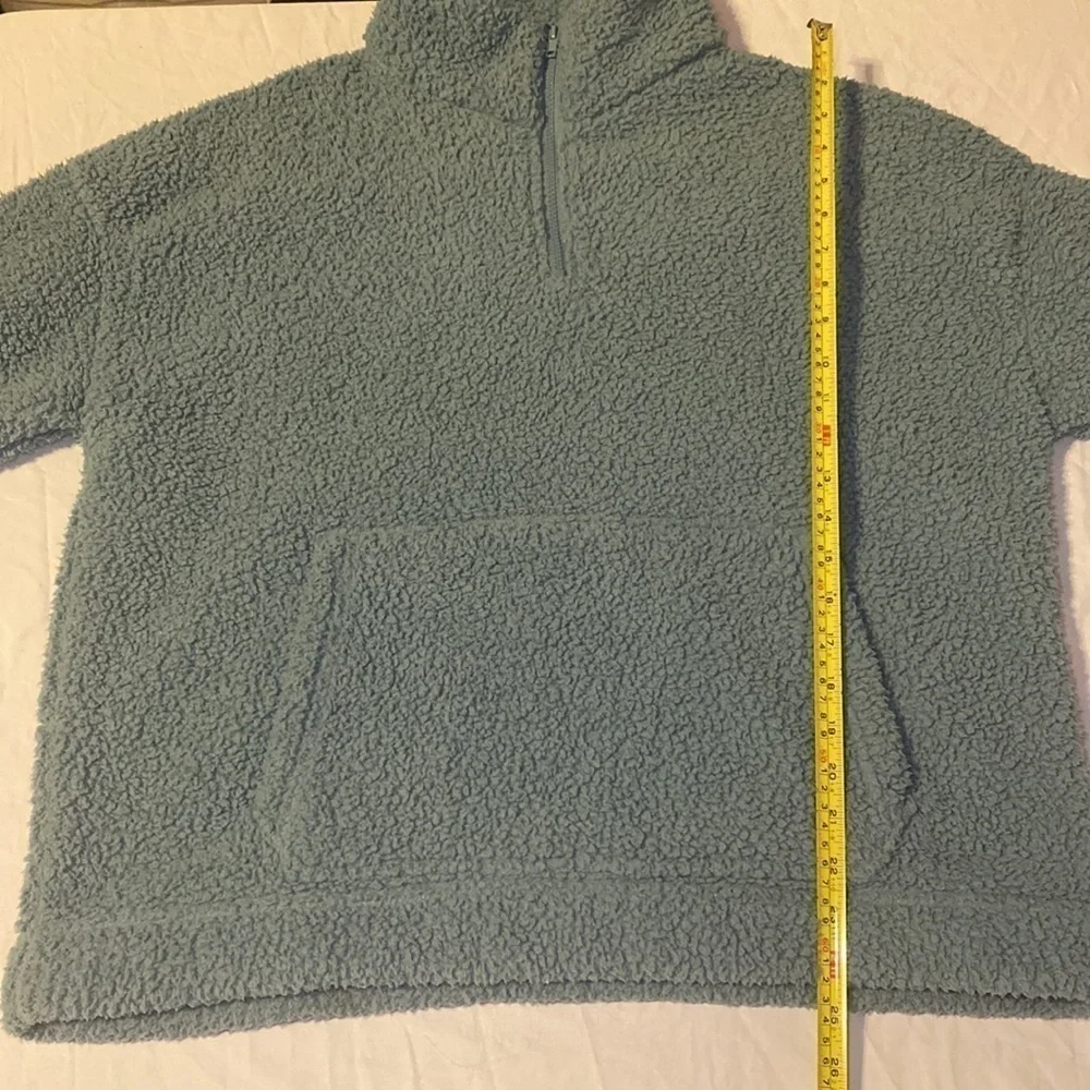 American Eagle Outfitters Blue Soft Sherpa Pullover Quarter Zip Size Medium NWOT
